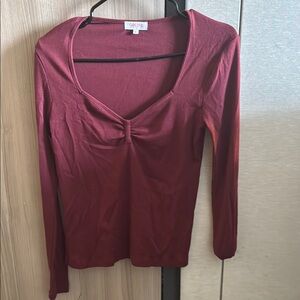 Goldie Lewinter Red Fitted Long Sleeve Blouse Size Small